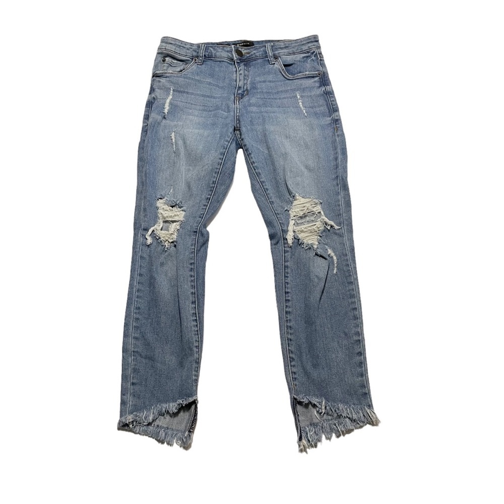STS Blue Morgan Tomboy Rae Hem Distressed Crop Skinny Jeans Light Wash Size 26 - Picture 2 of 10